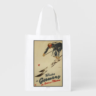 Downhill Skier - Sport and Pleasure Promo Grocery Bag