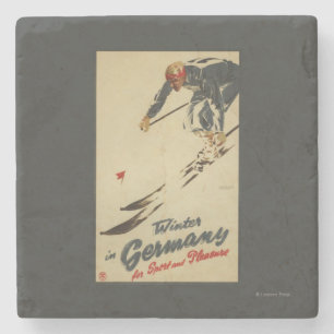 Downhill Skier - Sport and Pleasure Promo Stone Coaster