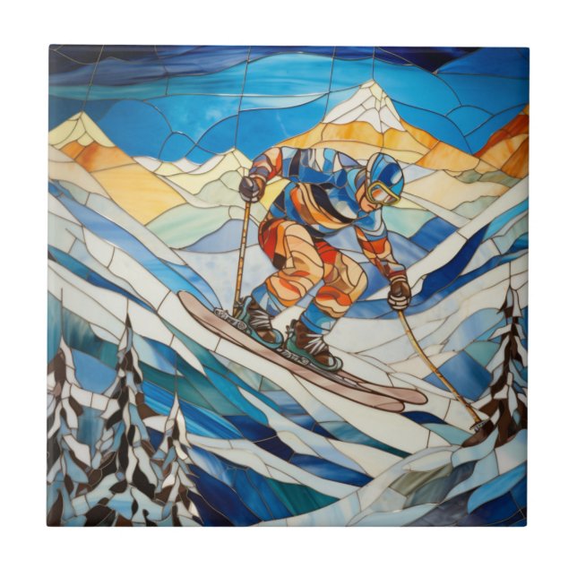 Downhill Skier Tile (Front)