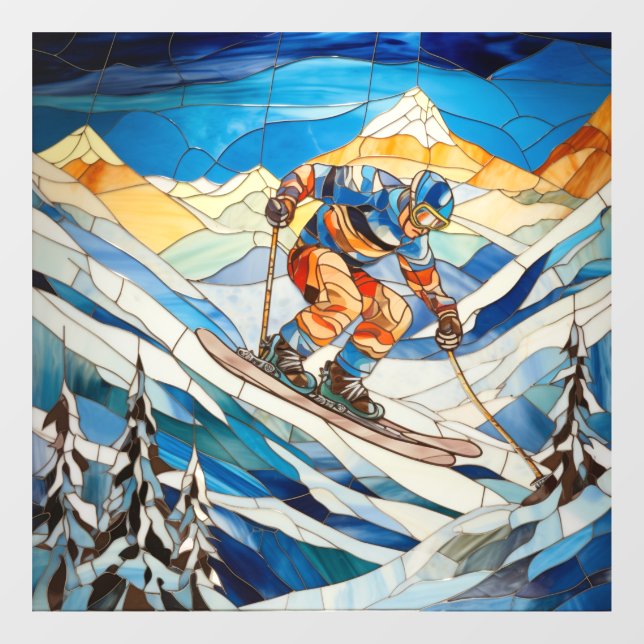 Downhill Skier Window Cling (Sheet)