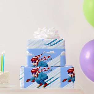 Downhill Skier Wrapping Paper