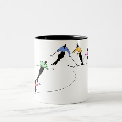 DOWNHILL SKIERS SNOW SPORT Two_Tone COFFEE MUG