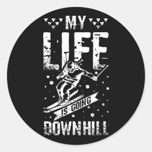 Downhill Skiing Classic Round Sticker