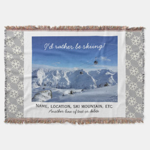 Downhill Skiing Custom Ski Photo Snowflake Cozy Throw Blanket