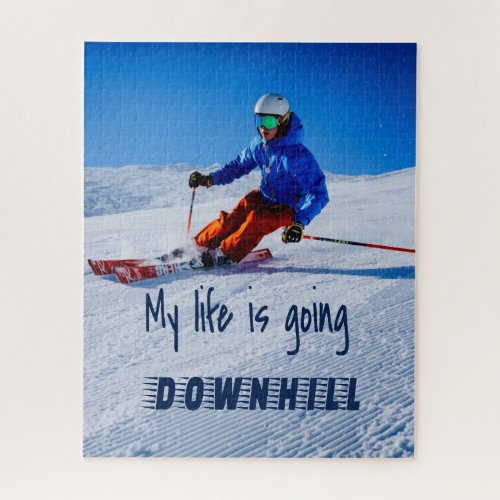 Downhill Skiing Funny Motivational Snow Ski Jigsaw Puzzle