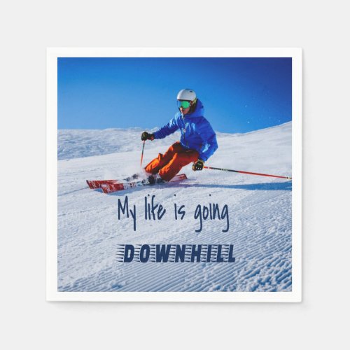 Downhill Skiing Funny Motivational Snow Ski Napkins