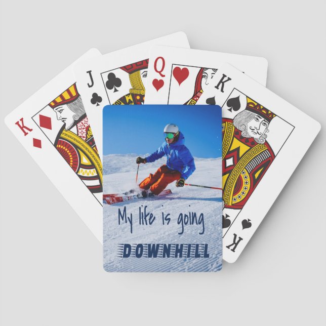 Downhill Skiing Funny Motivational Snow Ski Poker Cards (Back)