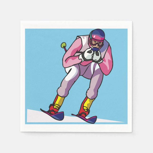Downhill Skiing Paper Napkins (Front)