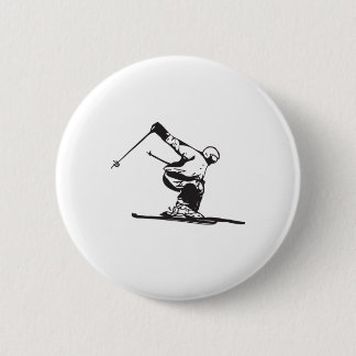 Downhill Skiing Skier  Button