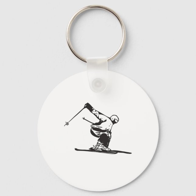 Downhill Skiing Skier  Keychain (Front)