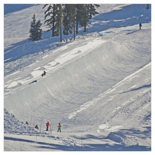 Downhill Skiing Winter Scene Fabric