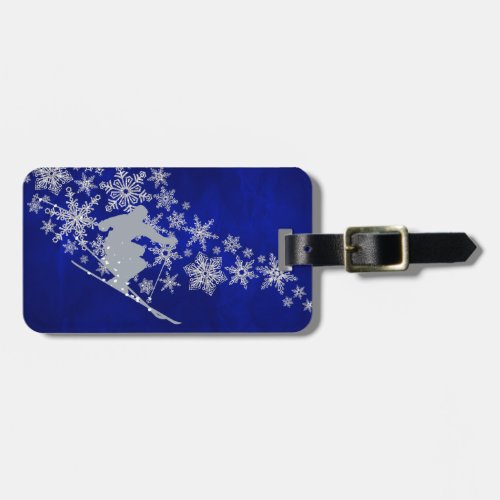 Downhill Snow Ski Blue Luggage Tag