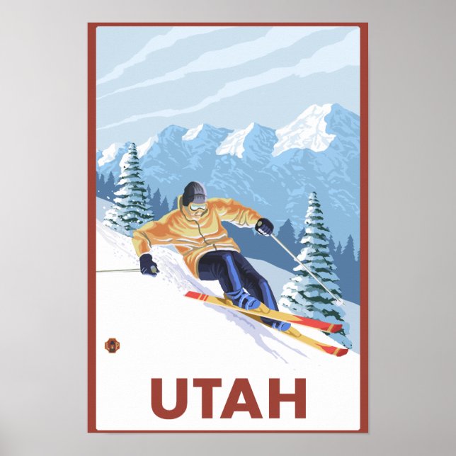 Downhill Snow SkierUtah Poster (Front)