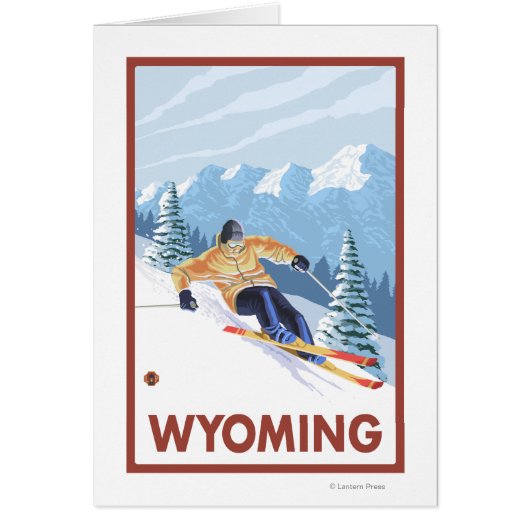 Downhill Snow SkierWyoming Cards (Front)