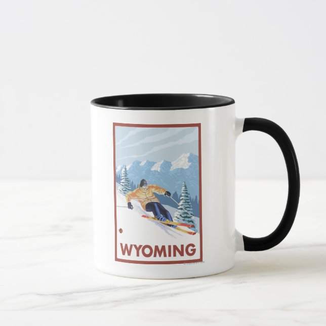 Downhill Snow SkierWyoming Mug (Right)