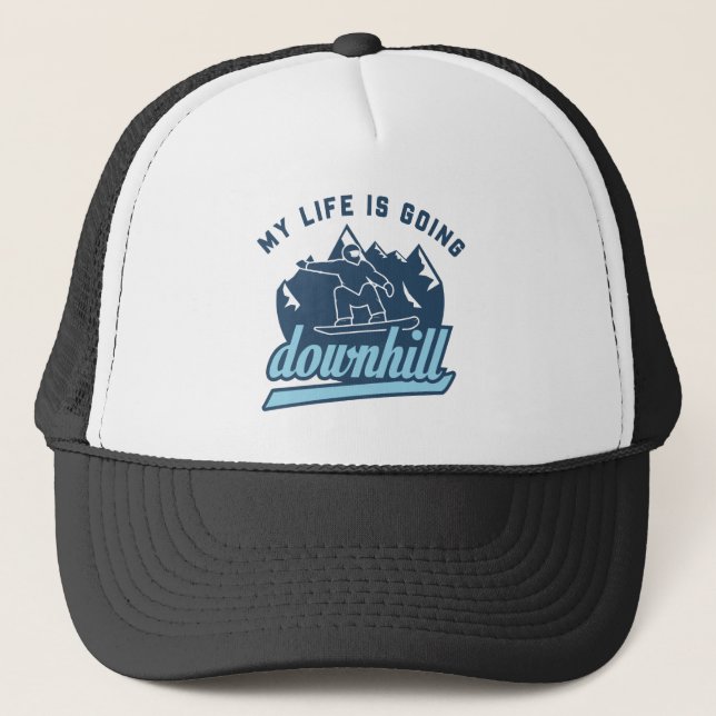Downhill Snowboarding Trucker Hat (Front)