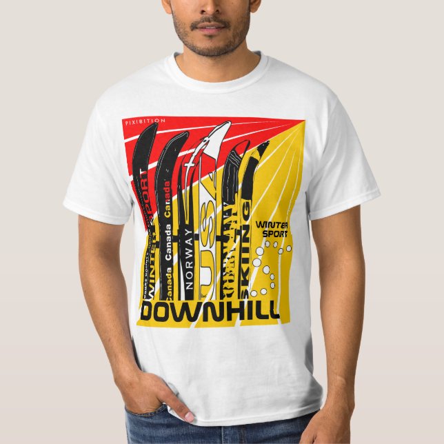 Downhill Winter Sport Snowblade T-Shirt (Front)
