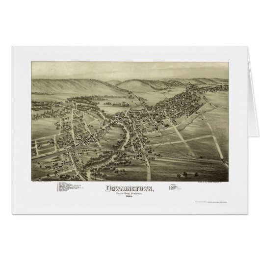 Downingtown, PA Panoramic Map - 1893 Cards (Front Horizontal)