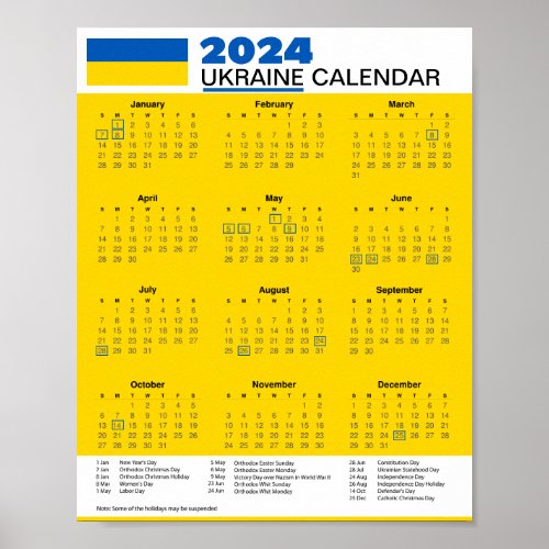 Download 2024 Ukraine Calendar 595 PDF or Poster