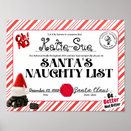 Download an Print Santas Naughty List Certificate
