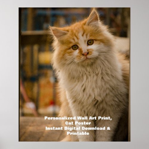 Download Digital Pet Portrait Custom Cat Portrait  Poster