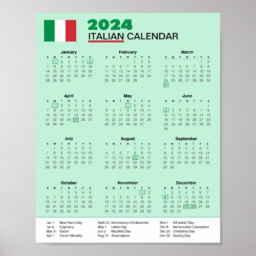 Download Italy Calendar 2024 Scarica Calendario Poster