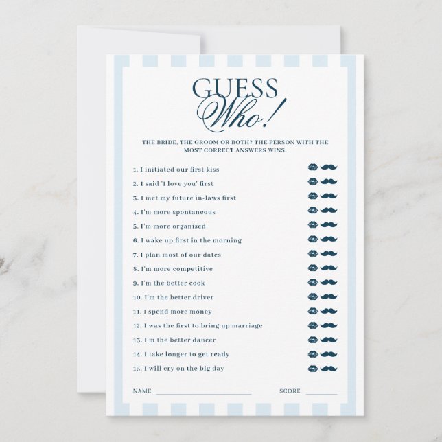 Downloadable Blue Striped Guess Who Card (Front)