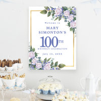 Downloadable Blue White Floral 100th Birthday