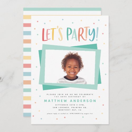 downloadable Colourful rainbow party birthday Invitation