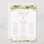 Downloadable Gold Catholic Wedding Mass Program<br><div class="desc">This elegant (and downloadable!), Catholic wedding program card is for a ceremony with a full nuptial mass. It features beautiful watercolor flowers in shades of cream accented by greenery with hints of gold lace for a pretty, shabby chic, cottagecore look. Your text is written in a classic serif font accented...</div>