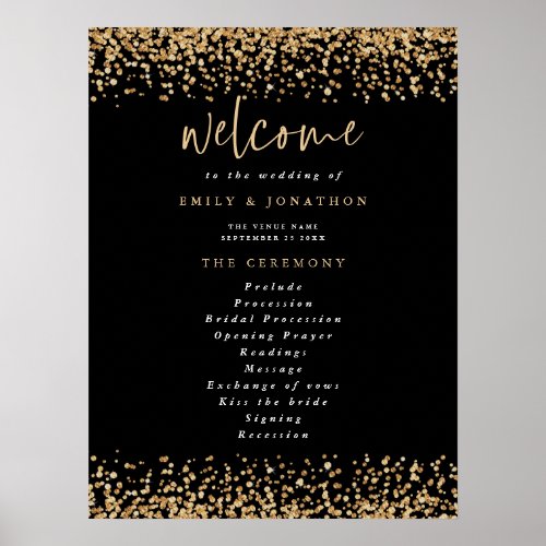 Downloadable Gold Glitter Program Welcome Wedding Poster