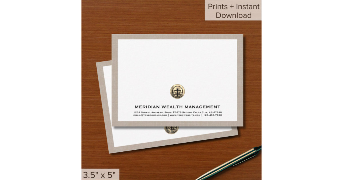 Downloadable Gold Logo Business Note Cards | Zazzle