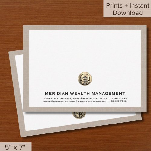 Downloadable Gold Logo Business Note Cards 5x7 - Product | North Red Vine