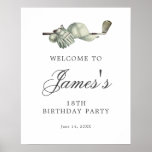 DOWNLOADABLE Golf 18th Birthday Party Welcome Poster<br><div class="desc">Welcome your guests with this elegant foam board sign. The top of is decorated with golf accessories - a golf club, golf ball, hat and gloves. The watercolor design creates a traditional and classic aesthetic. Perfect for a birthday bash at the club or a backyard BBQ. All of the text...</div>