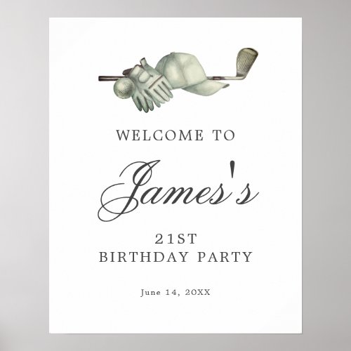 DOWNLOADABLE Golf 21st Birthday Welcome Sign