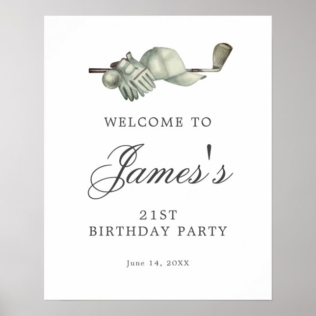 DOWNLOADABLE Golf 21st Birthday Welcome Sign (Front)