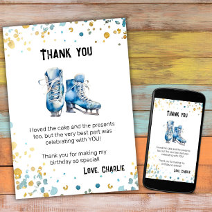 Downloadable Ice-Skating Birthday Thank You Card