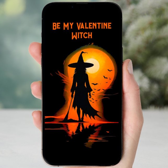 Downloadable magical Gothic Valentines witch text Holiday Card (Creator Uploaded)
