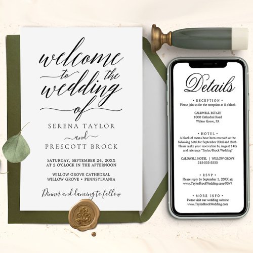 Downloadable Minimal Calligraphy script Wedding  Invitation