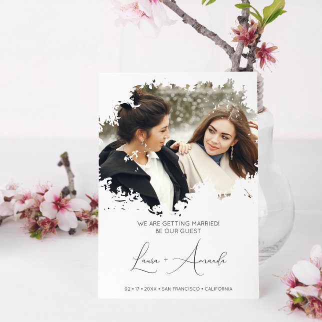 Downloadable Minimal Fancy Grunge Ink Brushstroke  Save The Date (Creator Uploaded)