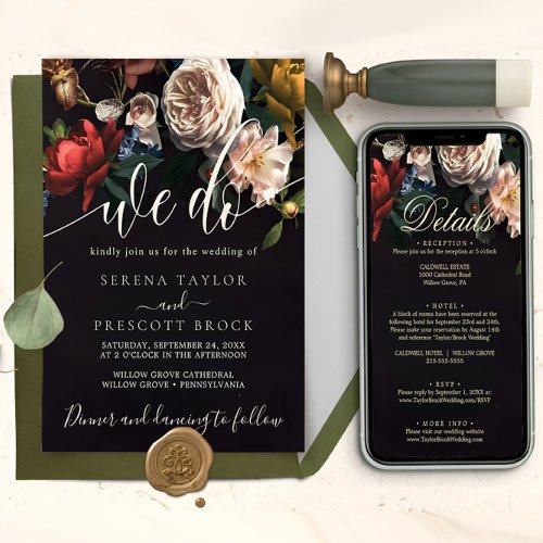 Downloadable Modern Flower Bouquet Wedding  Invitation