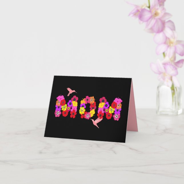 Downloadable Mother's Day Floral Mom Hummingbird Card (Orchid)