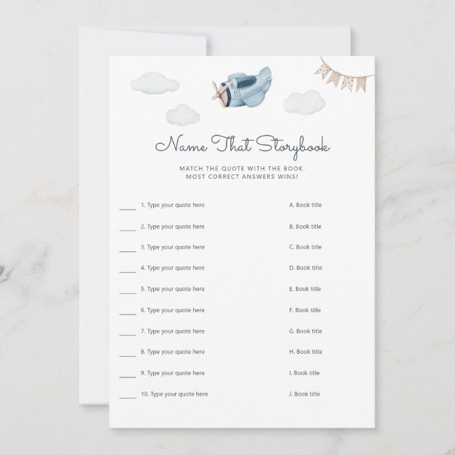 Downloadable Name That Storybook Game Card (Front)