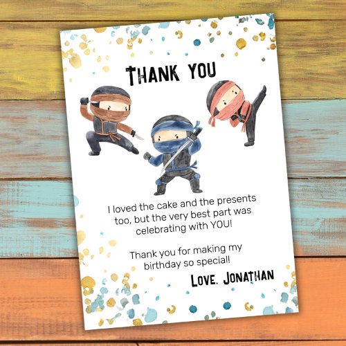 Downloadable Ninja Birthday Thank You Card