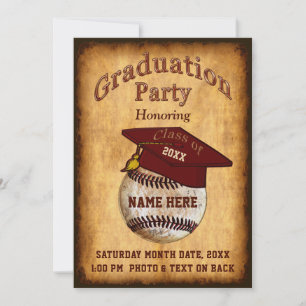 Downloadable or Print, Baseball Graduation Party Invitation