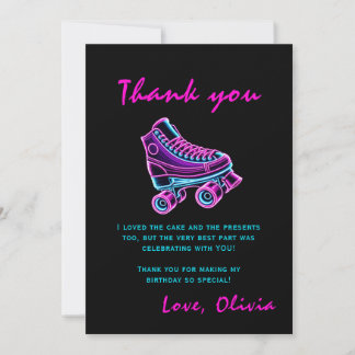 Downloadable Roller Skating Birthday Thank YouCard Invitation