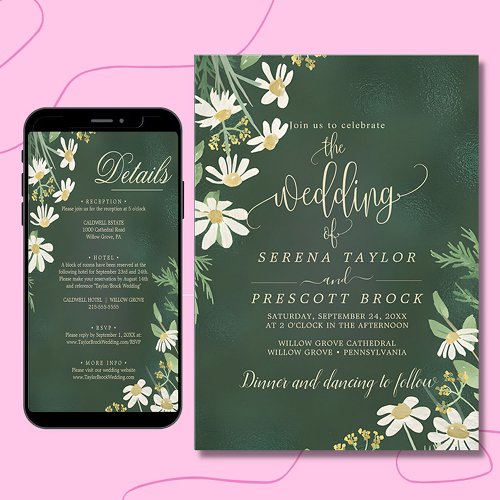 Downloadable Sage Green Floral Wedding Invitation