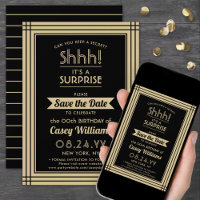 Downloadable Surprise Birthday Party Black & Gold
