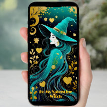 Downloadable Teal Gothic Valentines Witch Text