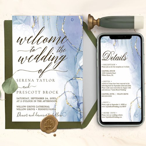 Downloadable Watercolor Calligraphy Wedding Invitation